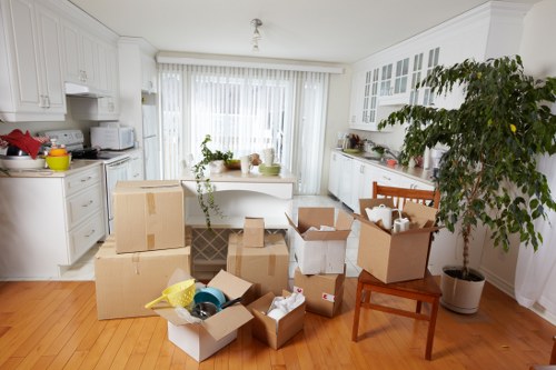 Professional house removals planning in Waterloo with packed boxes ready for transport